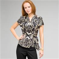 Tie Front Blouse, Black Multi, medium