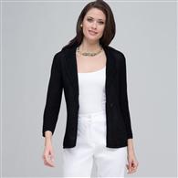 3/4 Sleeve Notch Cardigan., Black, medium