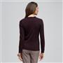 Long Sleeve Ruffle Front Trim Cardigan, Brown, small
