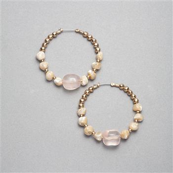 Pink and Gold Hoop Earring, Gold, large