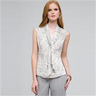 Blouse with Tie Neck, Slate Multi, medium