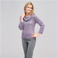 Tweed Cowl Neck Sweater, Light Zinc Multi, medium